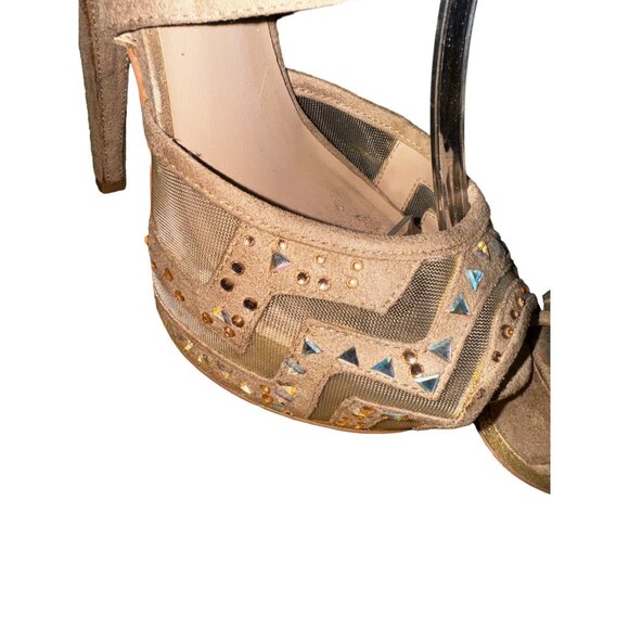 Zigi Soho Jaslene 9 Beige Studded High Heel Platform Peep Toe Shoes‎ Sexy Y2K - Picture 5 of 9